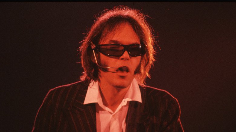 Neil Young on stage during "Trans" Tour