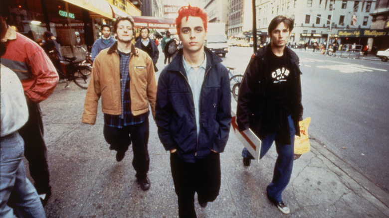 Green Day walking down street