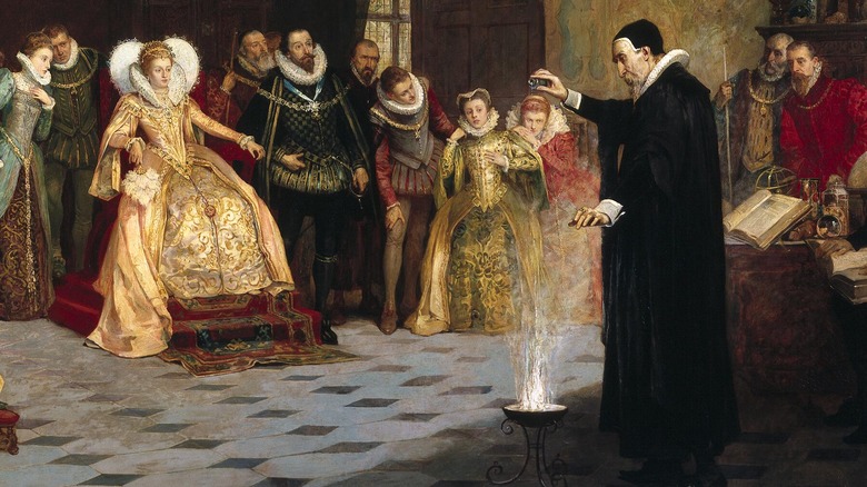 John Dee performing experiment for Queen Elizabeth