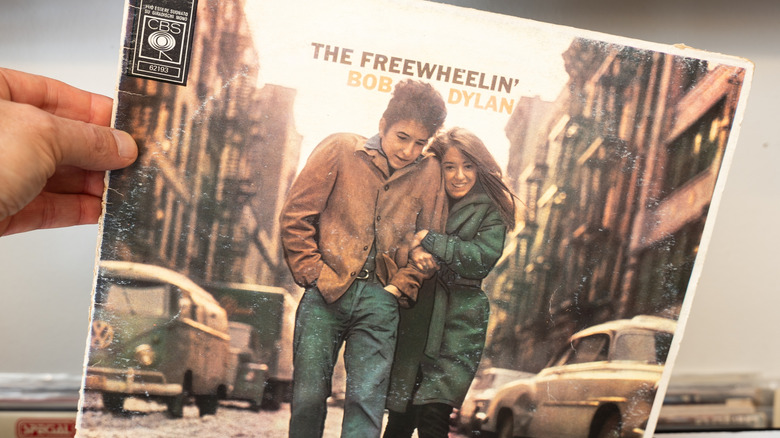 "The Freewheelin' Bob Dylan" photographed in a record store