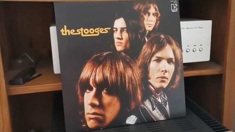 "The Stooges" record sleeve propped up against hi-fi