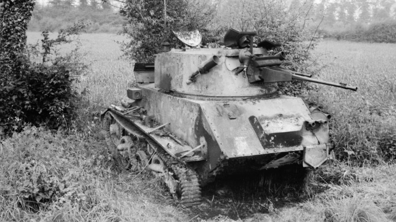 Destroyed British tank in France