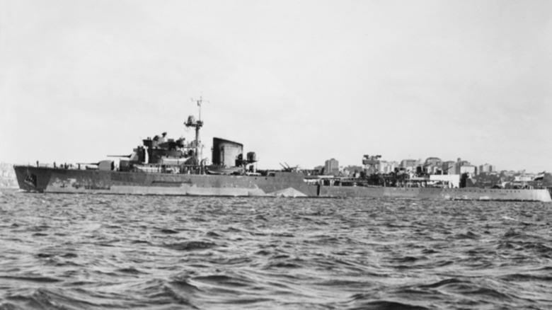 HNLMS Tromp in Sydney after getting damage from the Battle of Badung Strait repaired