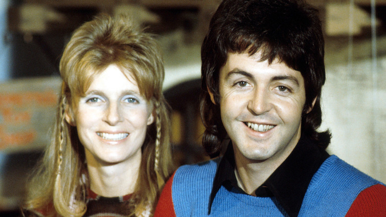 Linda and Paul McCartney smiling in 1973