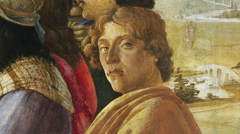 Botticelli looking sidelong at the viewing in a self-portrait