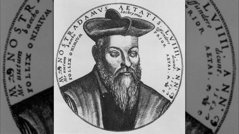 Etching of Nostradamus in a circle