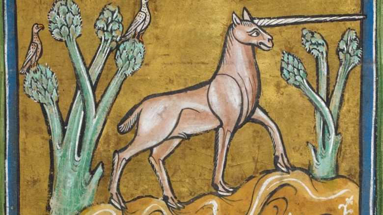 Medieval illustration of a unicorn