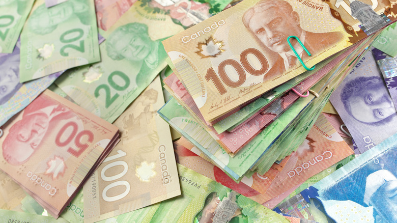 piles of canadian currency