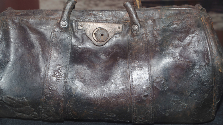 Titanic purser's bag on exhibit