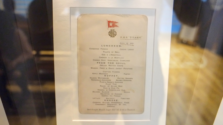 Menu from the evening before Titanic sank