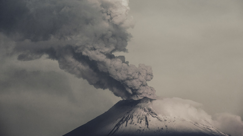 volcano erupting