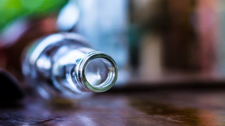 Empty bottle on the table