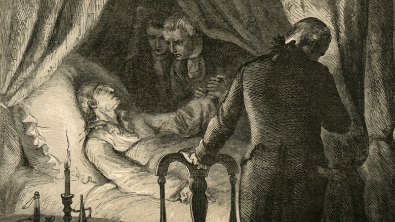 George Washington lies on his deathbed