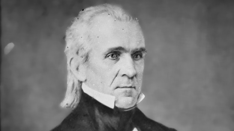 James K Polk looks to his left