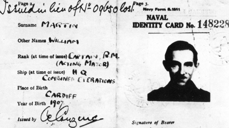 False ID card for Major William Martin, part of Operation Mincemeat