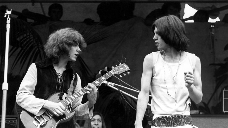 Mick Taylor performing with Mick Jagger at Hyde Park in 1969