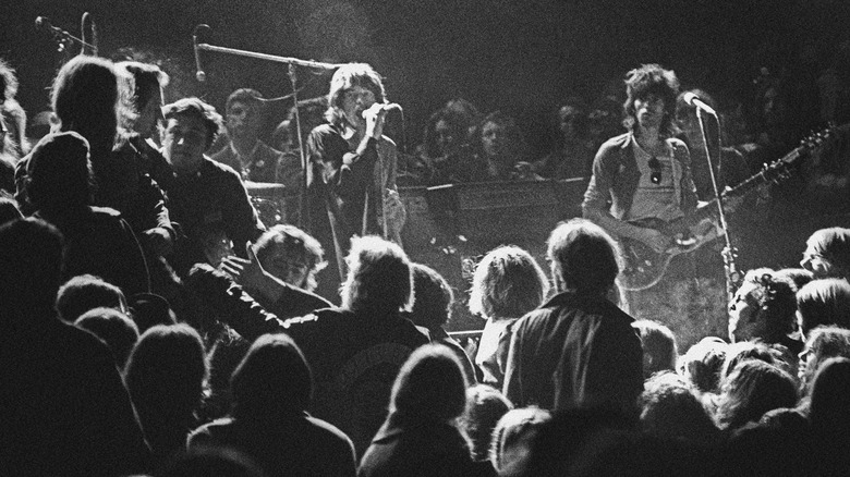 Mick Jagger and Keith Richards during their performance at Altamont