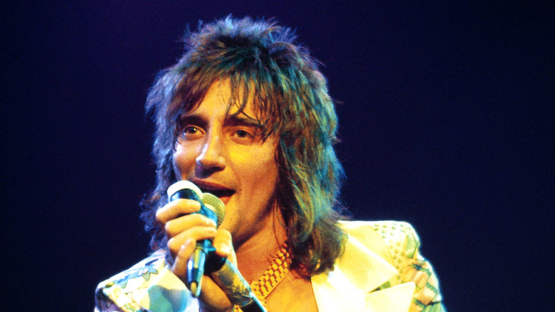 Rod Stewart at microphone