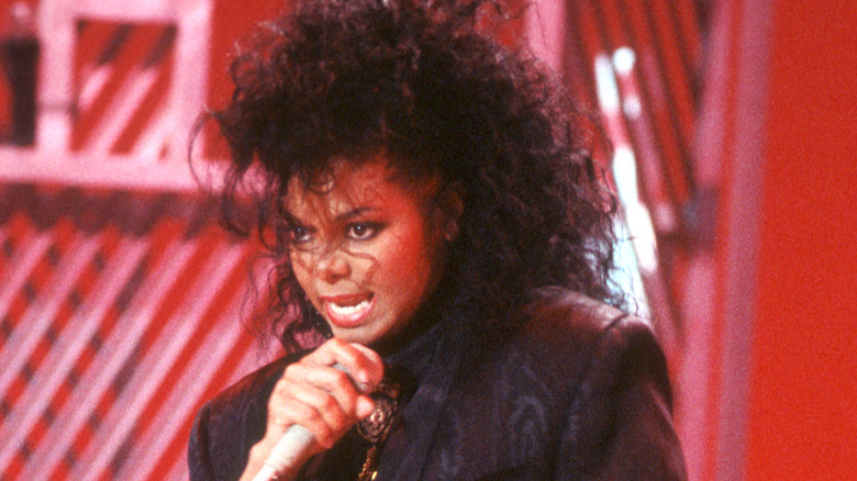 Janet Jackson singing and glaring in 1988
