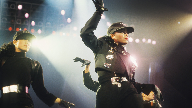 Janet Jackson and background dancers onstage in 1989