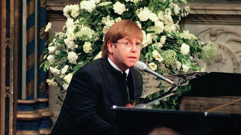 Elton John performing at Princess Diana's funeral