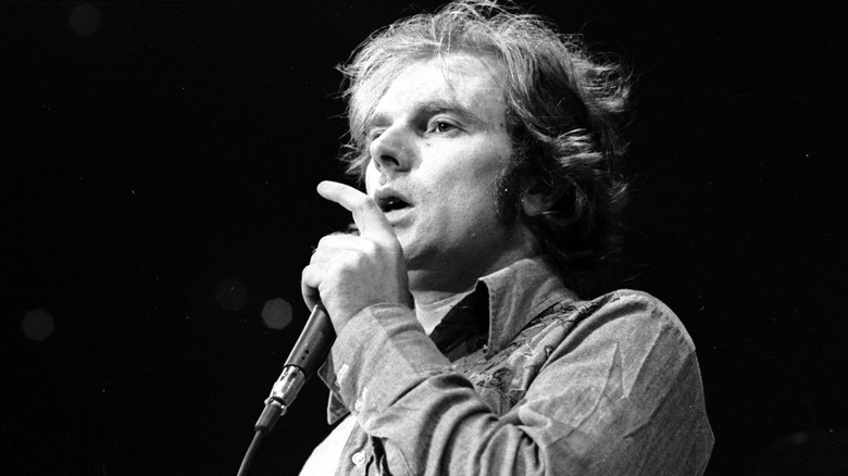 Van Morrison onstaqe with microphone