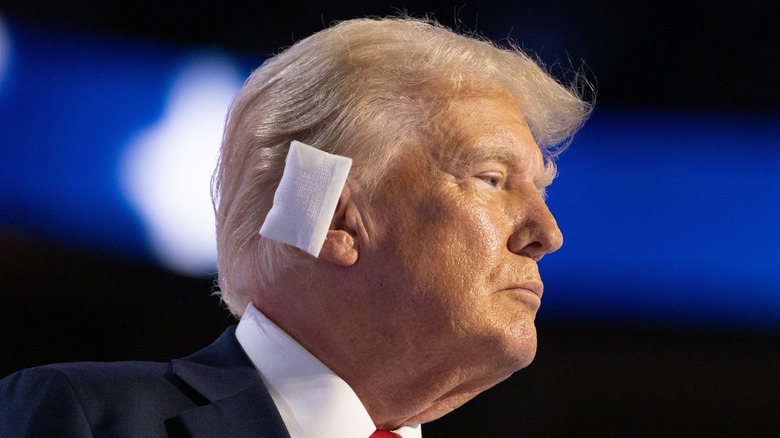 Donald Trump with patch over his ear