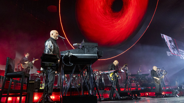 Peter Gabriel onstage with piano