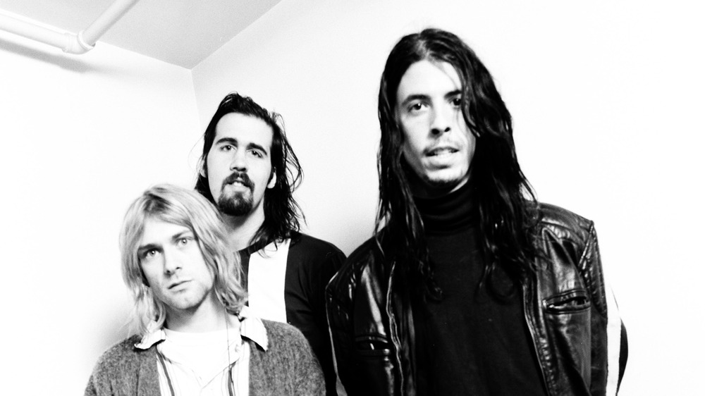 Nirvana posing for a photo shoot, circa 1992