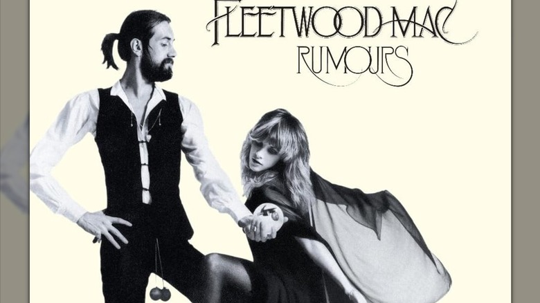 Stevie Nicks and Mick Fleetwood posing on Fleetwood Mac's Rumours album