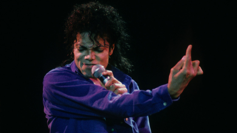 Michael Jackson in his "The Way You Make Me Feel" costume, on stage in 1988