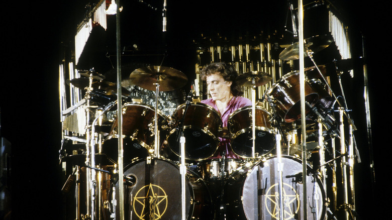Neal Peart of Rush behind his drum kit