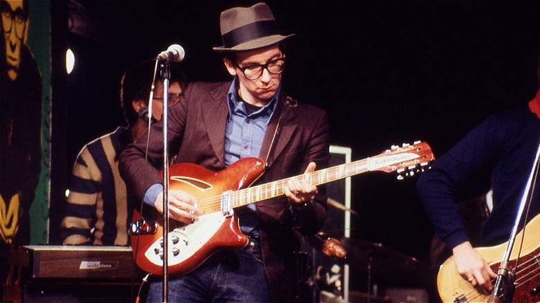 Elvis Costello playing a Rickenbacker 360