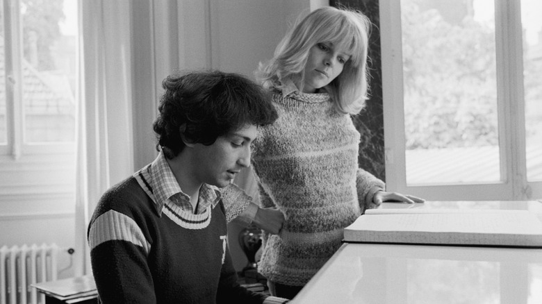 france gall and michel berger in a staged shot at their home