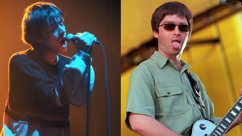 Damon Albarn of Blur and Noel Gallagher of Oasis