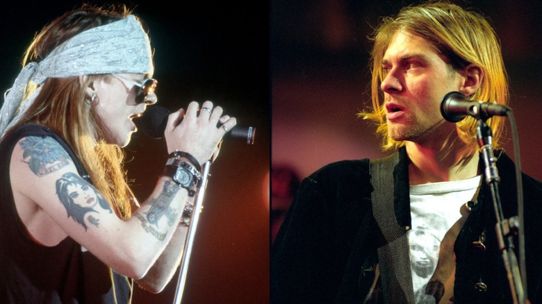 Axl Rose of Guns N' Rose and Kurt Cobain of Nirvana