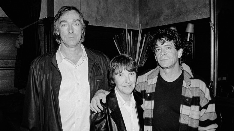 Sterling Morrison, Maureen Tucker, and Lou Reed during Velvet Underground reunion in early 1990s