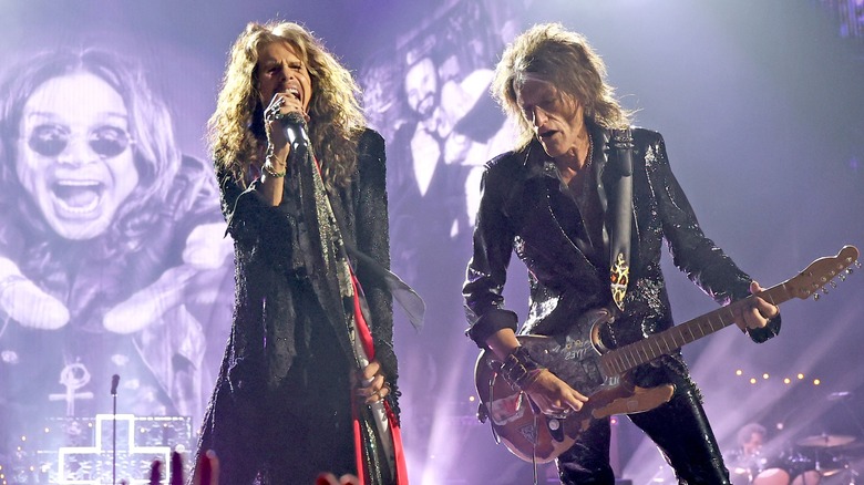 StevenTyler and Joe Perry onstage