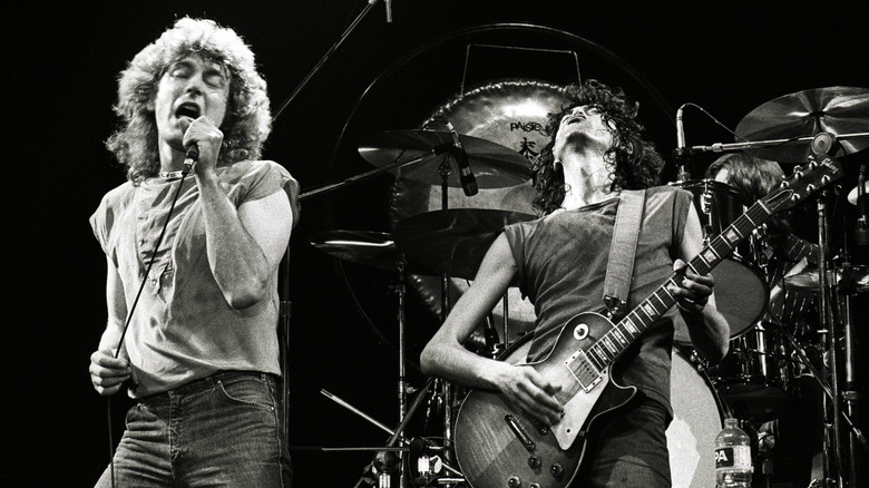 Led Zeppelin performing on stage