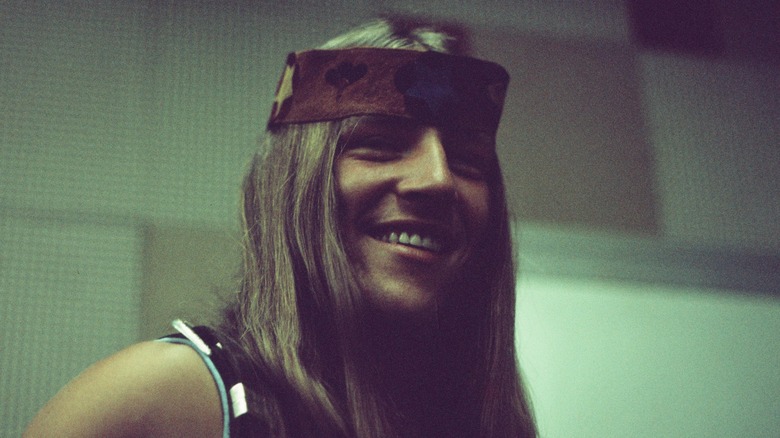 Mark Farner of Grand Funk Railroad smiling backstage