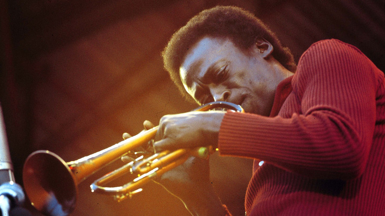 Miles Davis playing at the Isle of Wight Music Festival in 1970