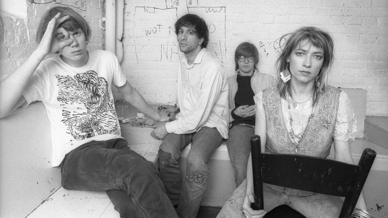Sonic Youth sitting backstage