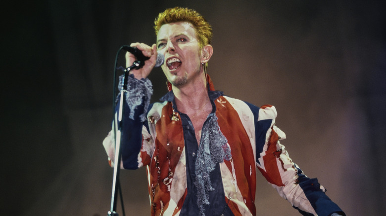 David Bowie performing in Long Marston, England 1997