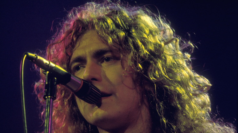Robert Plant singing into microphone