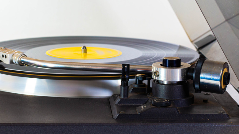 An automatic vinyl record player.