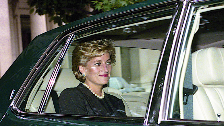 Princess Diana in a car