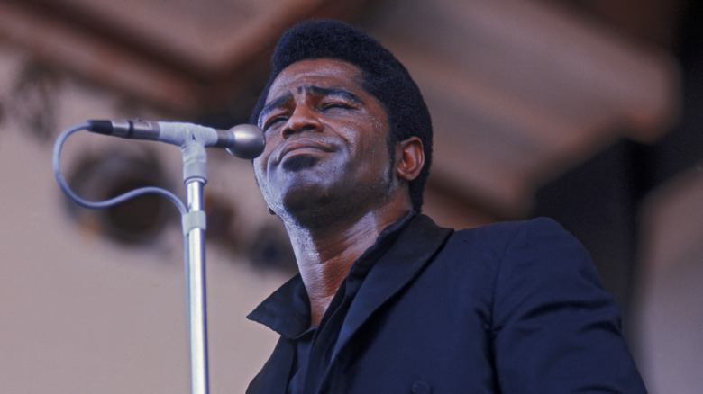 James Brown at microphone