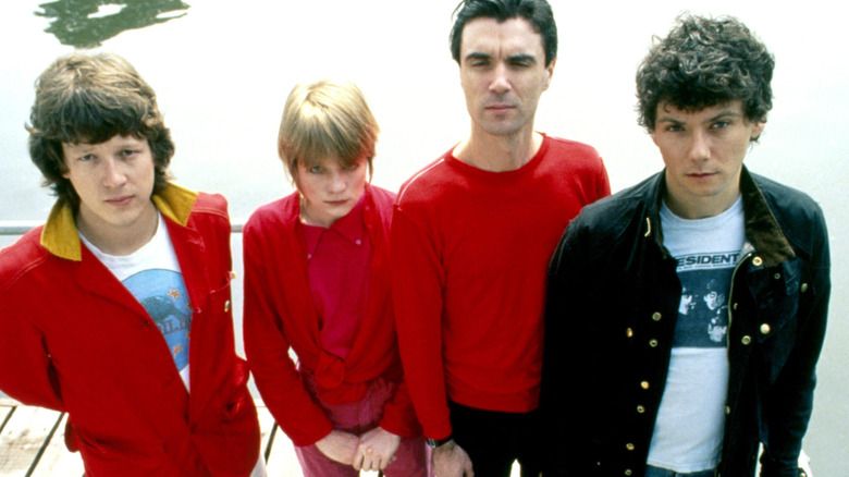 Talking Heads on a dock in '70s publicity photo