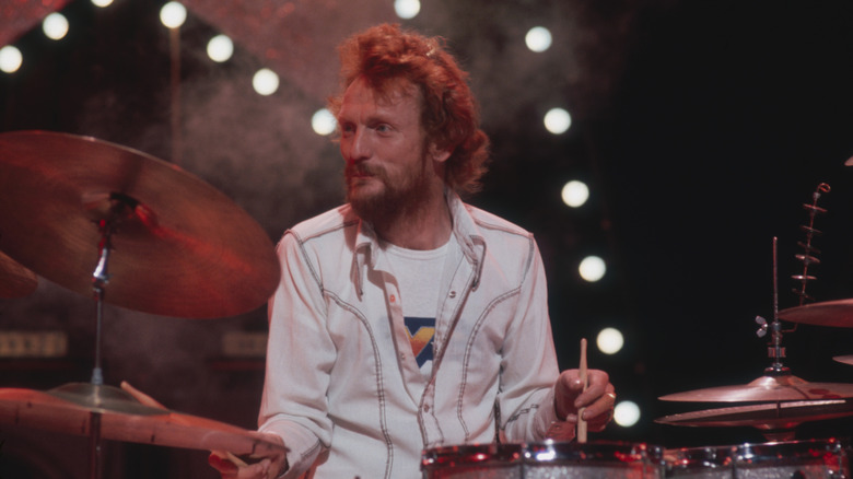 Ginger Baker playing drums in 1975