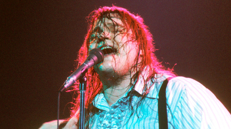 Meat Loaf singing on stage in 1978